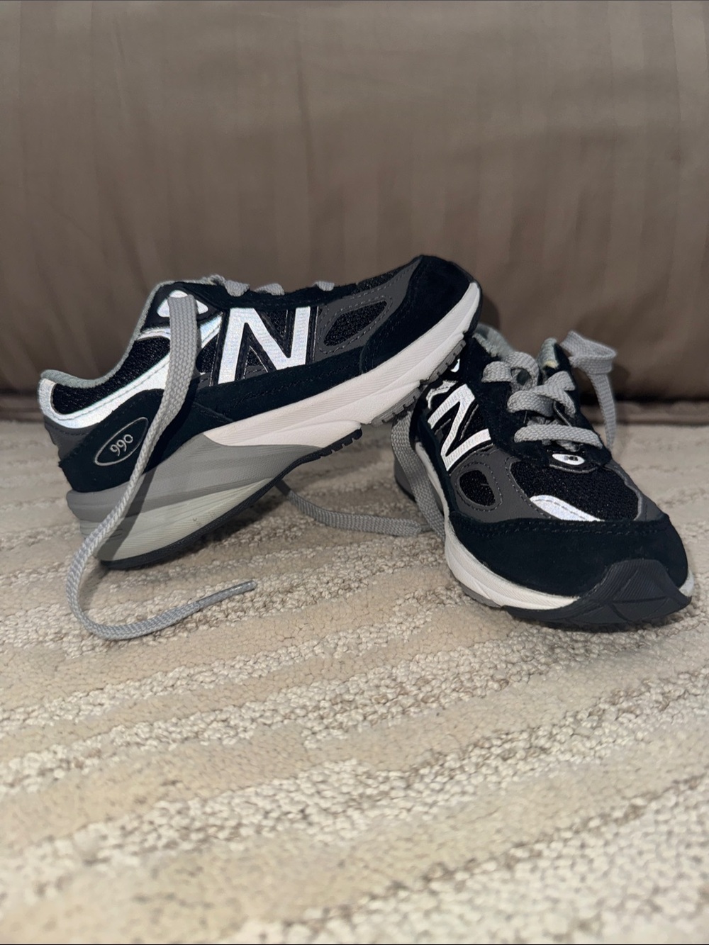 New Balance Kids Black & Gray Sneakers with White Accents